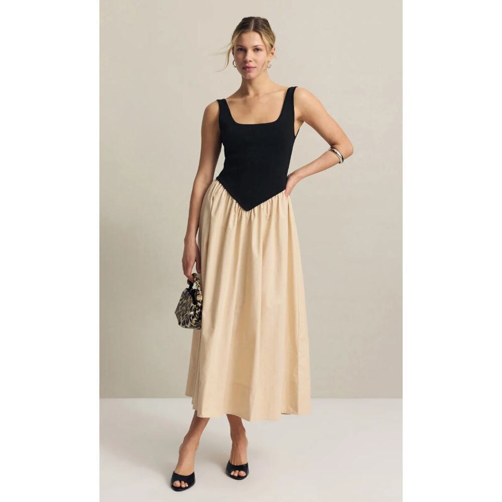 Ronny Kobo Collective Combo Drop Waist Midi Dress Size M